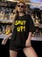 Baskılı Oversize Bisiklet Yaka T-Shirt - Siyah 3