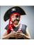 Yetişkin Boy Kadife Kaptan Jack Sparrow Korsan Şapkası ve Plastik Korsan Göz Maskesi 2
