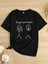 Baskılı Oversize Bisiklet Yaka T-Shirt - Siyah 1