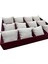 Yerli Üretim Tokyo Model Süet Kumaş Bordo -Beyaz Renk 34/24 cm Yastıklı Saat ve Takı Kutusu 4