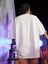 Baskılı Oversize Bisiklet Yaka T-Shirt - Beyaz 2