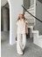 Keten Kısa Kollu Cepli Gömlek Pantolon Ikili Takım - Beyaz 2