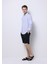Slim Fit Shirt Neck Düz Erkek Mavi Uzun Kol Gömlek 3