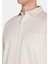 Relaxed Fit Shirt Neck Düz Erkek Keten Karışımlı Bej Uzun Kol Gömlek 4