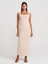 91460 Kare Yaka Midi Elbise-Bej 1