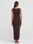 91460 Kare Yaka Midi Elbise-Koyu Kahve 2