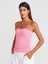 31557 Gül Detaylı Straplez Top-Pembe 1