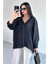 GML-4612 Siyah Düşük Omuzlu Oversize Gömlek 2