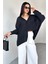 GML-4612 Siyah Düşük Omuzlu Oversize Gömlek 4