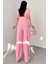 PNT-07409 Pembe Atlas Kumaş Palazzo Pantolon 3