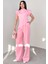 PNT-07409 Pembe Atlas Kumaş Palazzo Pantolon 4