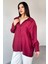 GML-4612 Bordo Düşük Omuzlu Oversize Gömlek 2