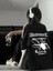 Baskılı Oversize Bisiklet Yaka T-Shirt - Siyah 1
