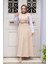 Bej Tesettür Jile Elbise 62081BEJ 2