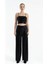 Siyah Parlak Pullu Askılı Polyester Kumaş Crop 1