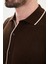 Desenli Slim Fit Polo Yaka Kısa Kollu Erkek Triko Hırka 2