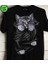 Erkek Siyah Kedi Baskılı T-Shirt 1