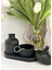 Menashop Metrashop Siyah Seramik Vazo ve Mumluk Seti - Modern ve Minimalist Dekorasyon 2