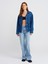 50749 Dilvin Ön Bölümü Dikişli Oversize Denim Gömlek 2