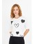 Çoklu Kalp Baskılı Taşlı T-Shirt 1