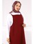 Bordo Ip Askılı Jile Elbise 4