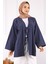 Lacivert Ön Bağlamalı Kimono 1