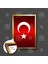 Metalik Kırmızı Türk Bayrağı Asil Çerçeveli Dikey Kanvas Tablo 1