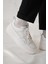 - Beyaz Hakiki Deri Bağcıklı Erkek Sneaker 115-K502 1