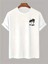 Baskılı Oversize Bisiklet Yaka T-Shirt - Beyaz 1