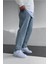 Erkek Asit Yıkama Yıpratmalı Mavi Kot Baggy Pantolon Jean 3