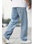 Erkek Baggy Model Açık Mavi Asit Yıkama Kot Pantolon Denim Jean 3