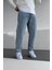 Erkek Asit Yıkama Yıpratmalı Mavi Kot Baggy Pantolon Jean 1