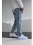 Erkek Asit Yıkama Yıpratmalı Mavi Kot Baggy Pantolon Jean 2