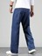 Erkek Baggy Model Asit Yıkama Lacivert Kot Pantolon 2