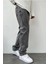 Erkek Asit Yıkama Gri Bol Paça Jean Kot Baggy Pantolon 3