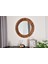 Flower Ahşap Ceviz Rengi Yuvarlak Dekoratif Duvar Salon Banyo Aynası 50 x 50 cm 4