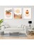 3'lü Set Kanvas Tablo Minimalist Kahverengi Yapraklar Boho Manzara Tablosu Bohemian Kanvas Tablo 2