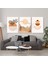3'lü Set Kanvas Tablo Minimalist Kahverengi Yapraklar Boho Manzara Tablosu Bohemian Kanvas Tablo 3