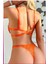 Kadın Oranj Dantelli Balenli Sütyen Külot Takım 4