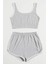 Kadın Gri Askılı Crop Top ve Şortlu Gecelik Takım 3