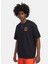 1390189-001 Ua M Hwt Hoops Mix Tape Yuvarlak Yaka Loose Fit Baskılı Siyah Erkek T-Shirt 1