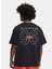 1390189-001 Ua M Hwt Hoops Mix Tape Yuvarlak Yaka Loose Fit Baskılı Siyah Erkek T-Shirt 2