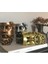 Ev Dekor Dekoratif 3'lü Set Bronz-Gold Gümüş Eskitme Poseidon Beton Biblo Heykel Duvar Dekoru 2