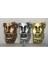 Ev Dekor Dekoratif 3'lü Set Bronz-Gold Gümüş Eskitme Poseidon Beton Biblo Heykel Duvar Dekoru 3