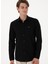 Slim Fit Gömlek Yaka Siyah Erkek Gömlek Cedrop 3