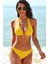 Kadın Sarı Belden, Boyundan Bağlamalı ve Ayarlanabilir Külotlu Üçgen Bikini Mayo Takımı 1