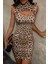 Kadın Leopar Desenli Cut-Out Detaylı Dekolteli Kolsuz Şık Gecelik 1