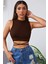 Kadın Kahverengi Çapraz Bağlamalı Crop Top Büstiyer 1