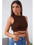 Kadın Kahverengi Çapraz Bağlamalı Crop Top Büstiyer 3
