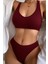 Kadın Bordo Desteksiz Seamless Tangalı Iç Çamaşır Takımı 5